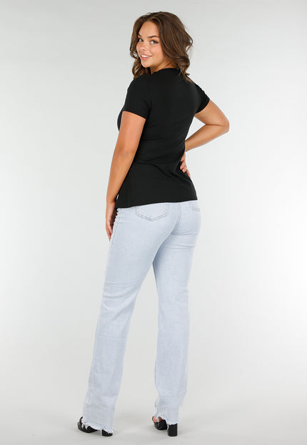 NEW140525 Zwarte Stretch Top met Aansluitende Pasvorm