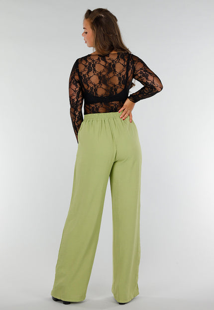 Zwarte Stretch Top met Kant en Bloemenpatroon