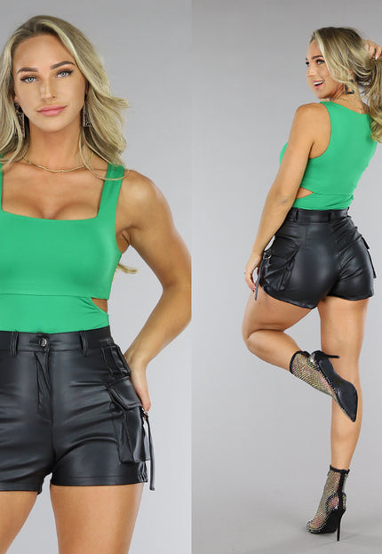 NEW1406 Groene Vierkante Hals Bodysuit