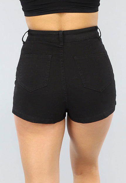NEW1406 Zwarte Cargo Skort met Gespdetail