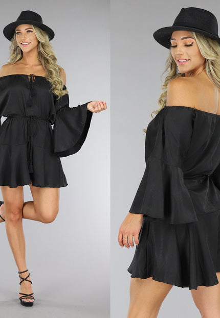 OP=OP.36.NL Zwarte Ibiza Off-Shoulder Playsuit
