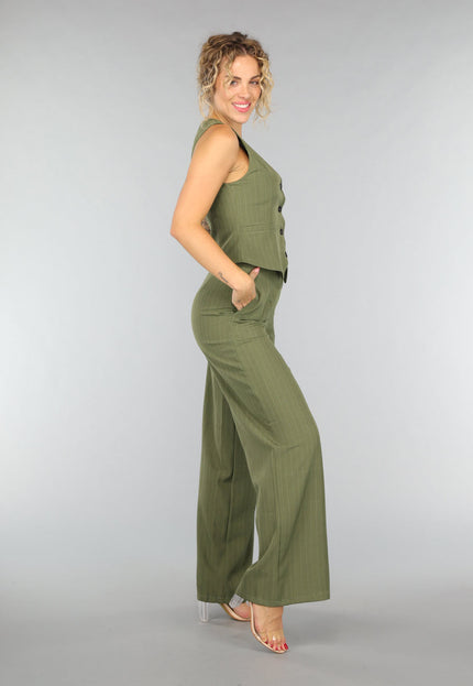 NEW1408 Khaki Pantalon Set met Gilet