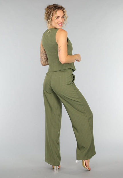 NEW1408 Khaki Pantalon Set met Gilet
