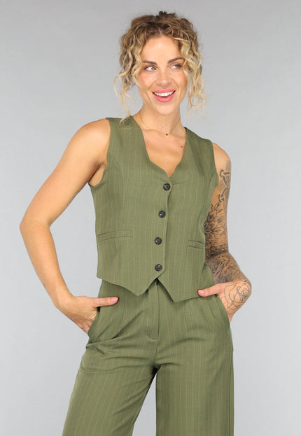NEW1408 Khaki Pantalon Set met Gilet