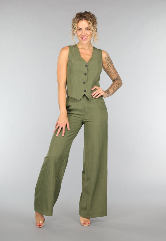 NEW1408 Khaki Pantalon Set met Gilet