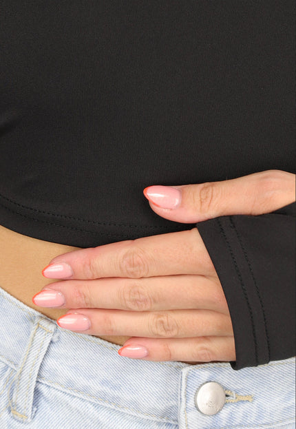 NEW1408 Zwarte Basic Longsleeve Off Shoulder Top