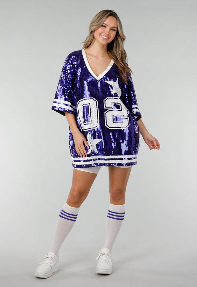 NEW141026 Blauwe Dreamteam Pailletten Jersey