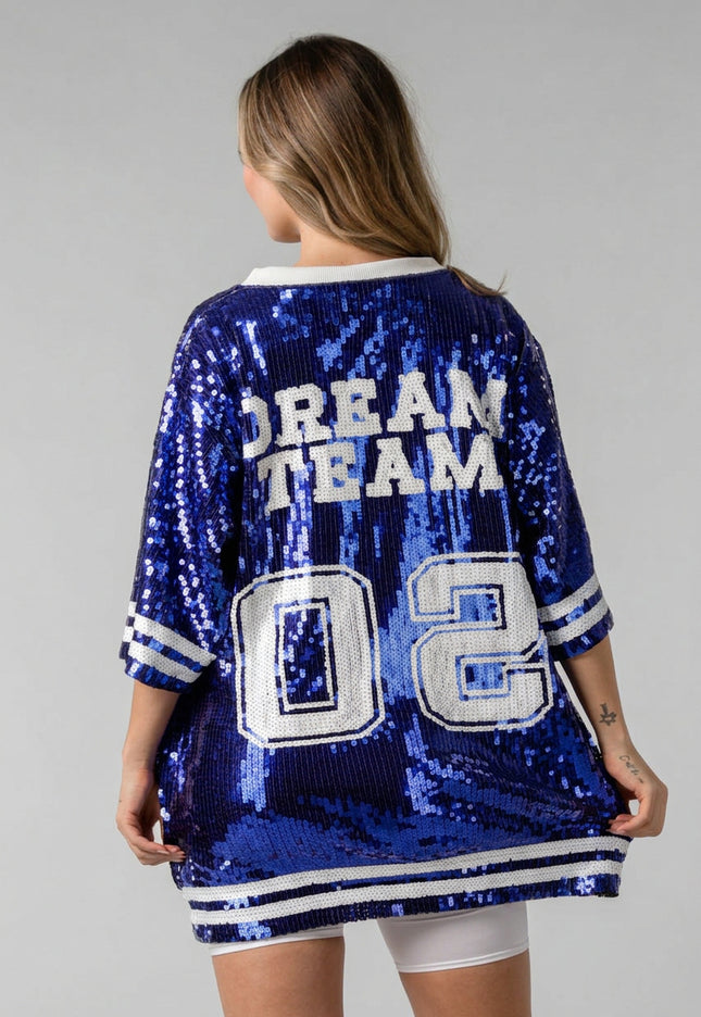 NEW141026 Blauwe Dreamteam Pailletten Jersey