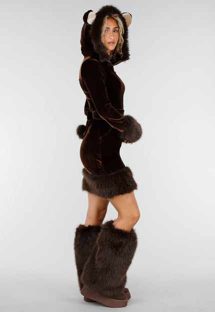NEW141026 Bruin Beertje Kostuum met Beenwarmers