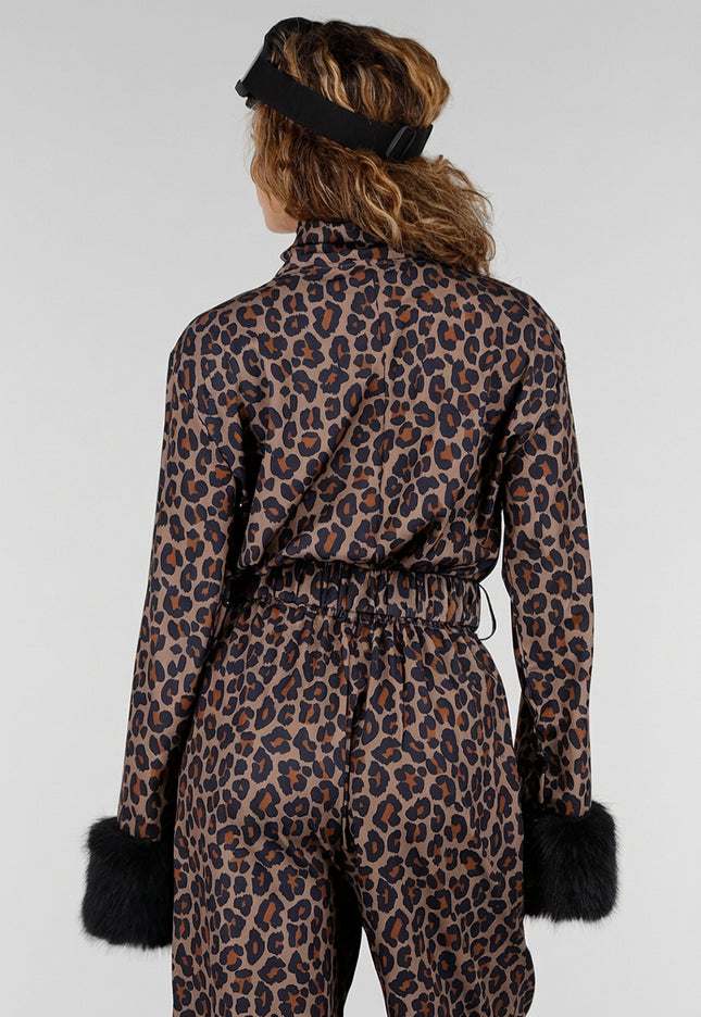 NEW141026 Bruin Leopard Skipak Kostuum met Skibril