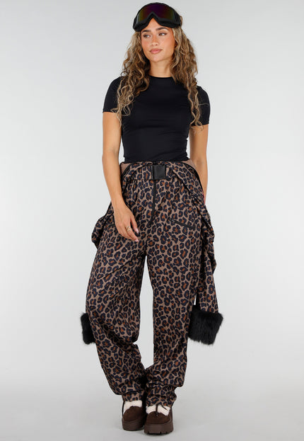 NEW141026 Bruin Leopard Skipak Kostuum met Skibril