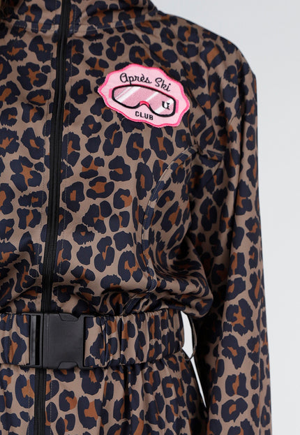 NEW141026 Bruin Leopard Skipak Kostuum met Skibril
