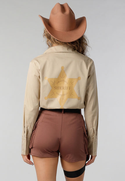 NEW141026 Bruin Sheriff Kostuum met Cowboyhoed