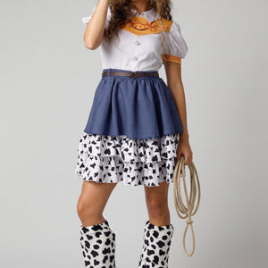 NEW141026 Cowgirl Kostuum met Hoed en Beenwarmers