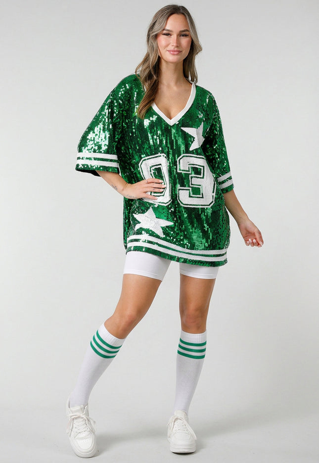 NEW141026 Groene Dreamteam Pailletten Jersey