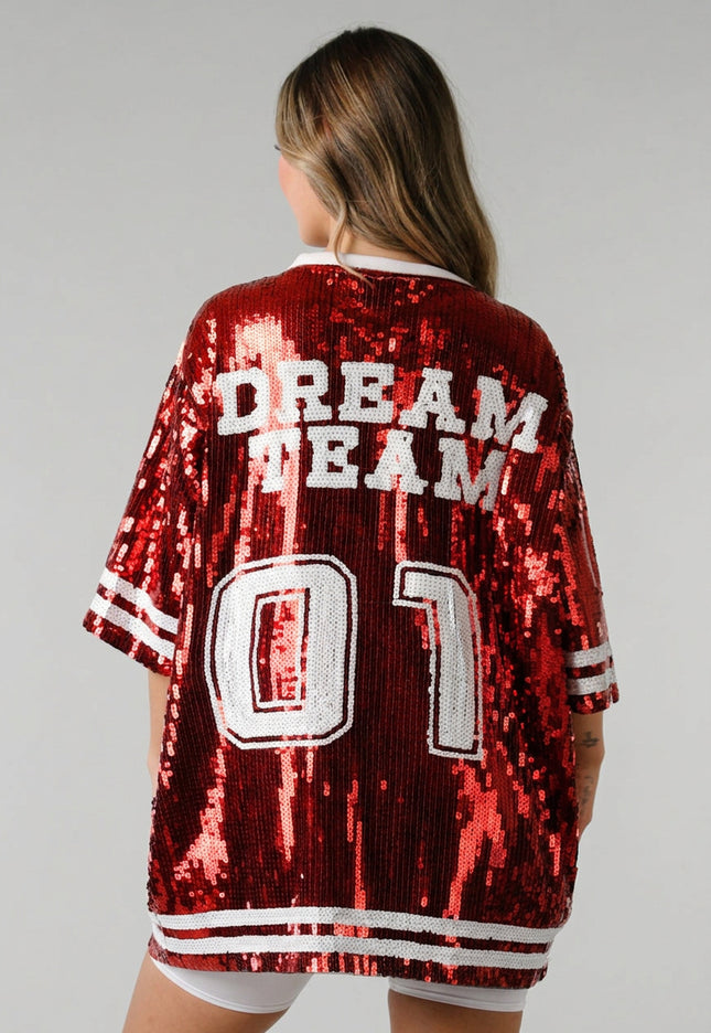 NEW141026 Rode Dreamteam Pailletten Jersey