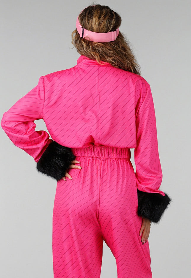 NEW141026 Roze Après Ski Jumpsuit met Skibril