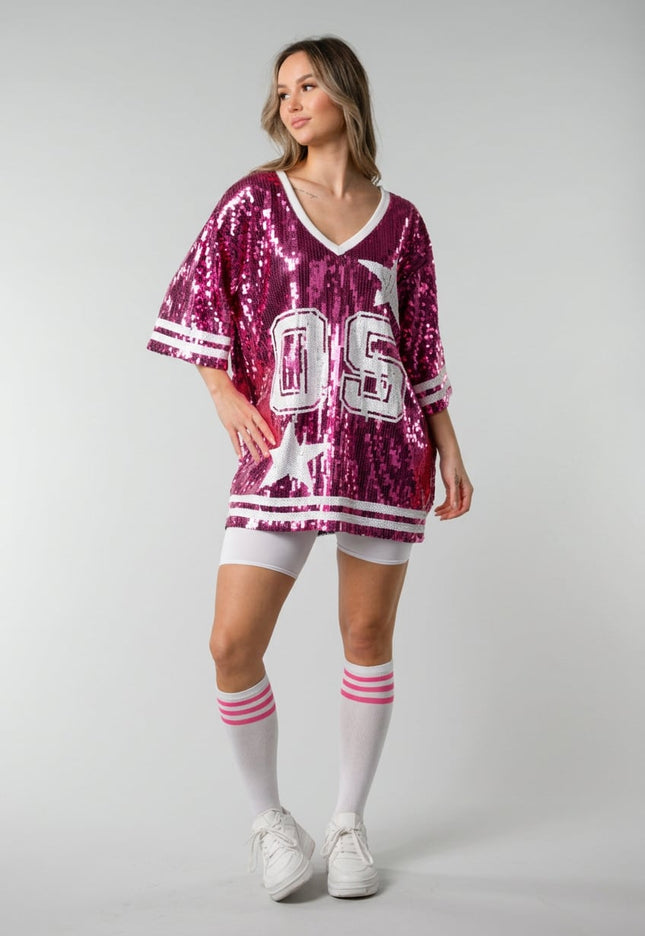 NEW141026 Roze Dreamteam Pailletten Jersey