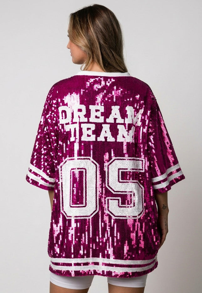 NEW141026 Roze Dreamteam Pailletten Jersey