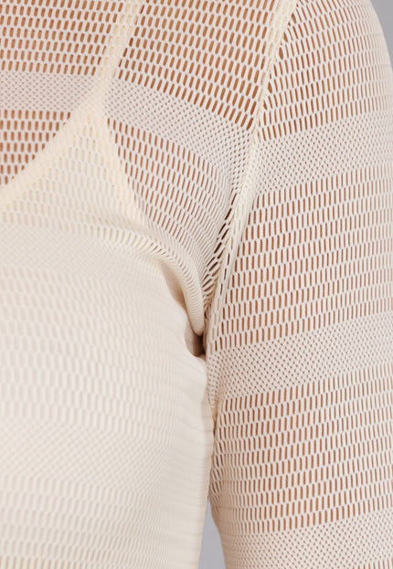 NEW150125 Beige Jurk met Structuur en Onderjurk