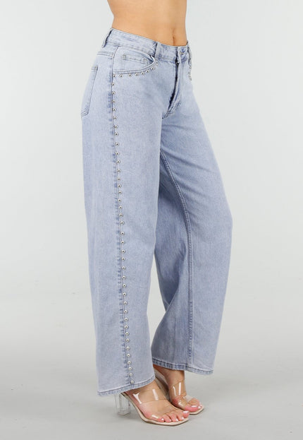 NEW150426 Blauwe Denim Barrel Jeans met Studs