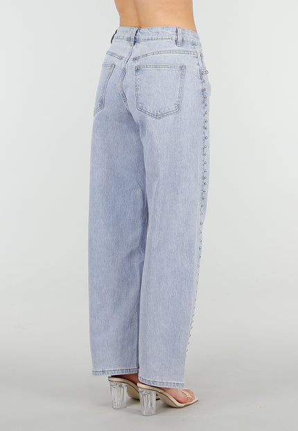 NEW150426 Blauwe Denim Barrel Jeans met Studs