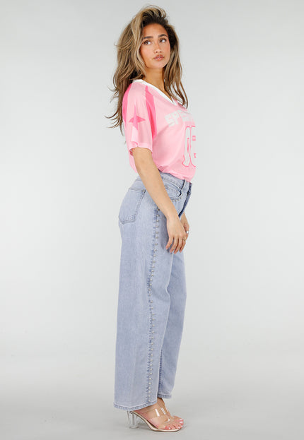 NEW150426 Blauwe Denim Barrel Jeans met Studs