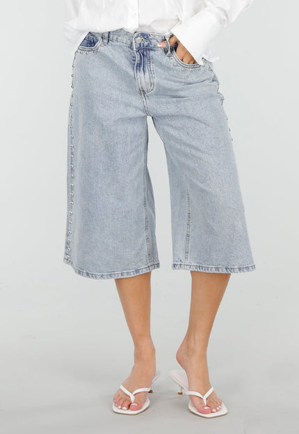 NEW150426 Blauwe Denim Bermuda Shorts met Studs