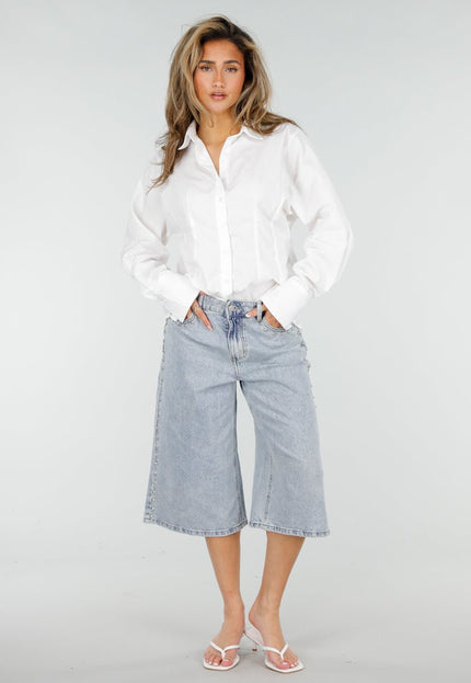 NEW150426 Blauwe Denim Bermuda Shorts met Studs