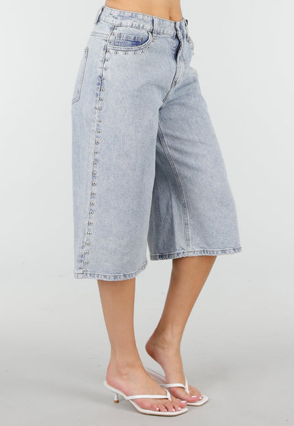 NEW150426 Blauwe Denim Bermuda Shorts met Studs