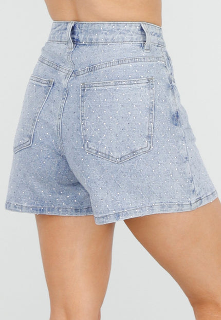 NEW150426 Blauwe Denim Skort met Strass Details