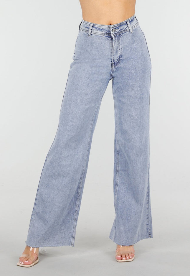 NEW150426 Blauwe Denim Wide Leg Jeans met Stretch