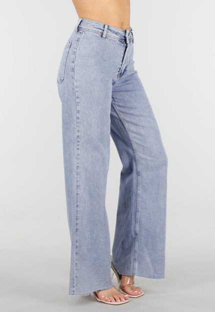 NEW150426 Blauwe Denim Wide Leg Jeans met Stretch