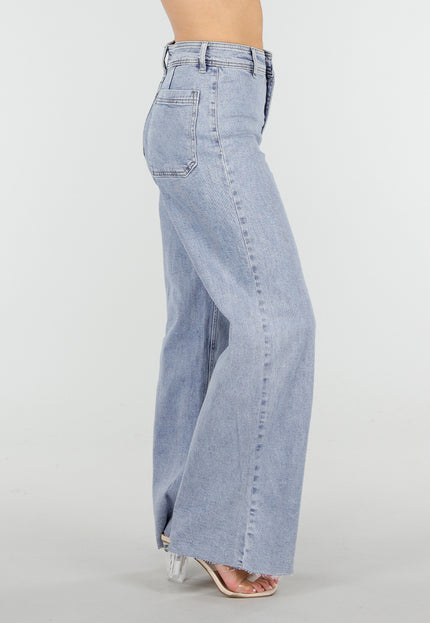 NEW150426 Blauwe Denim Wide Leg Jeans met Stretch