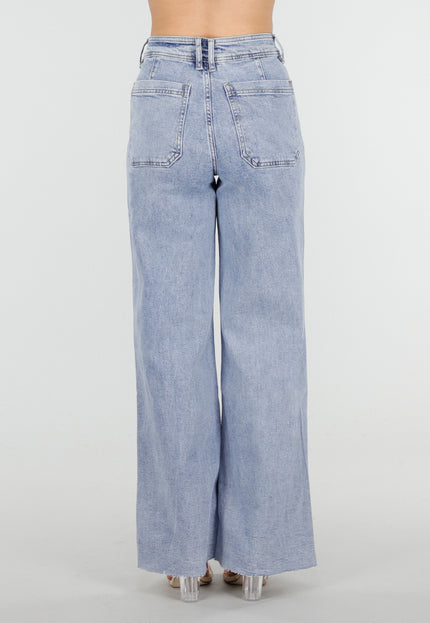 NEW150426 Blauwe Denim Wide Leg Jeans met Stretch