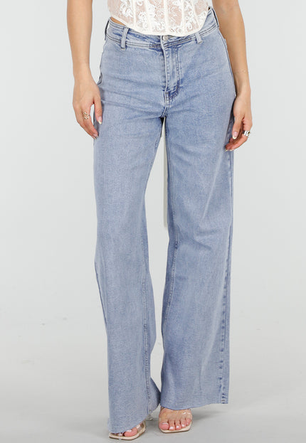 NEW150426 Blauwe Denim Wide Leg Jeans met Stretch