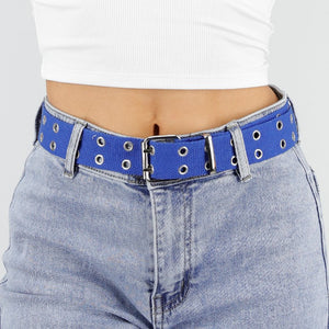 NEW150426 Blauwe Riem met Metalen Oogjes