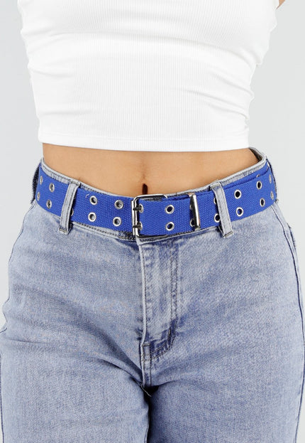 NEW150426 Blauwe Riem met Metalen Oogjes