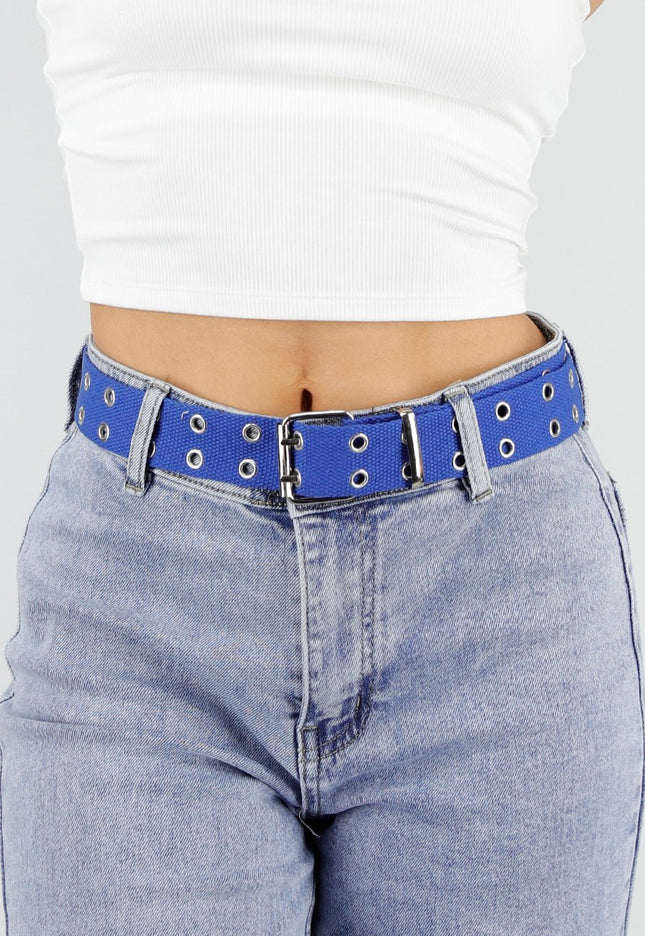 NEW150426 Blauwe Riem met Metalen Oogjes