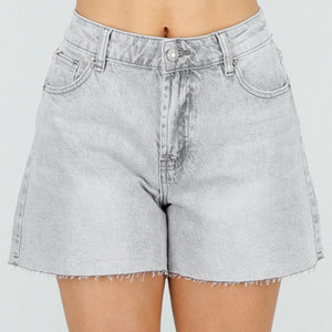 NEW150426 Grijze Denim Short met Ruwe Zoom