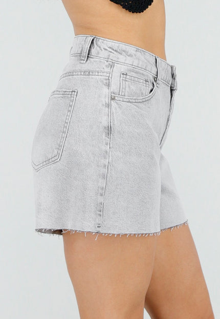 NEW150426 Grijze Denim Short met Ruwe Zoom