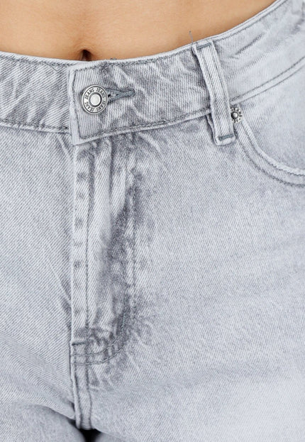 NEW150426 Grijze Denim Short met Ruwe Zoom