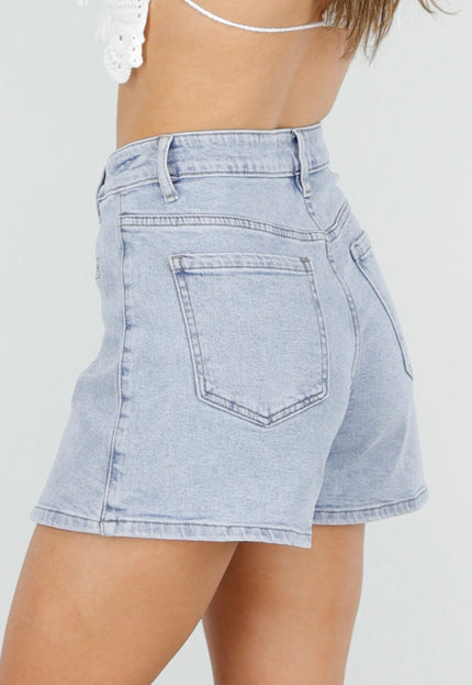 NEW150426 Lichtblauwe Denim Skort met Zakken