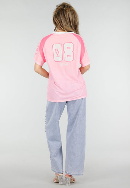 NEW150426 Roze Mesh Jersey T-Shirt