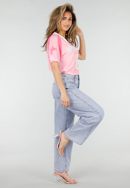 NEW150426 Roze Mesh Jersey T-Shirt