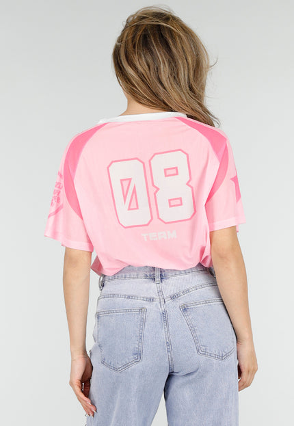 NEW150426 Roze Mesh Jersey T-Shirt