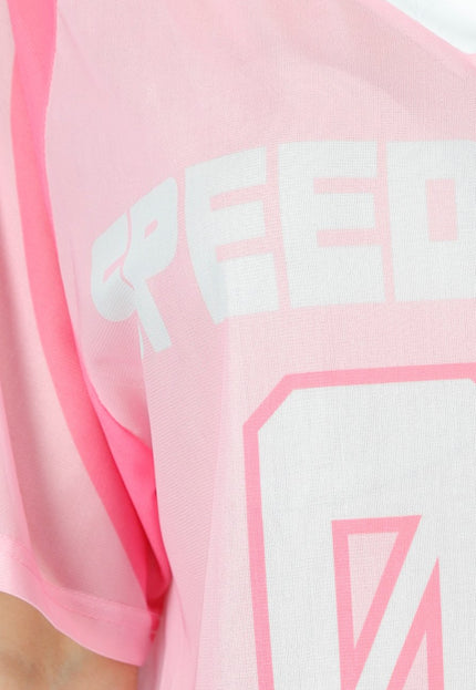NEW150426 Roze Mesh Jersey T-Shirt