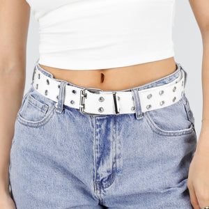 NEW150426 Witte Riem met Metalen Oogjes