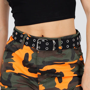 NEW150426 Zwarte Riem met Metalen Oogjes