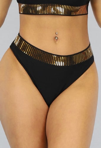 NEW1506 Zwart met Goud Bikinibroekje